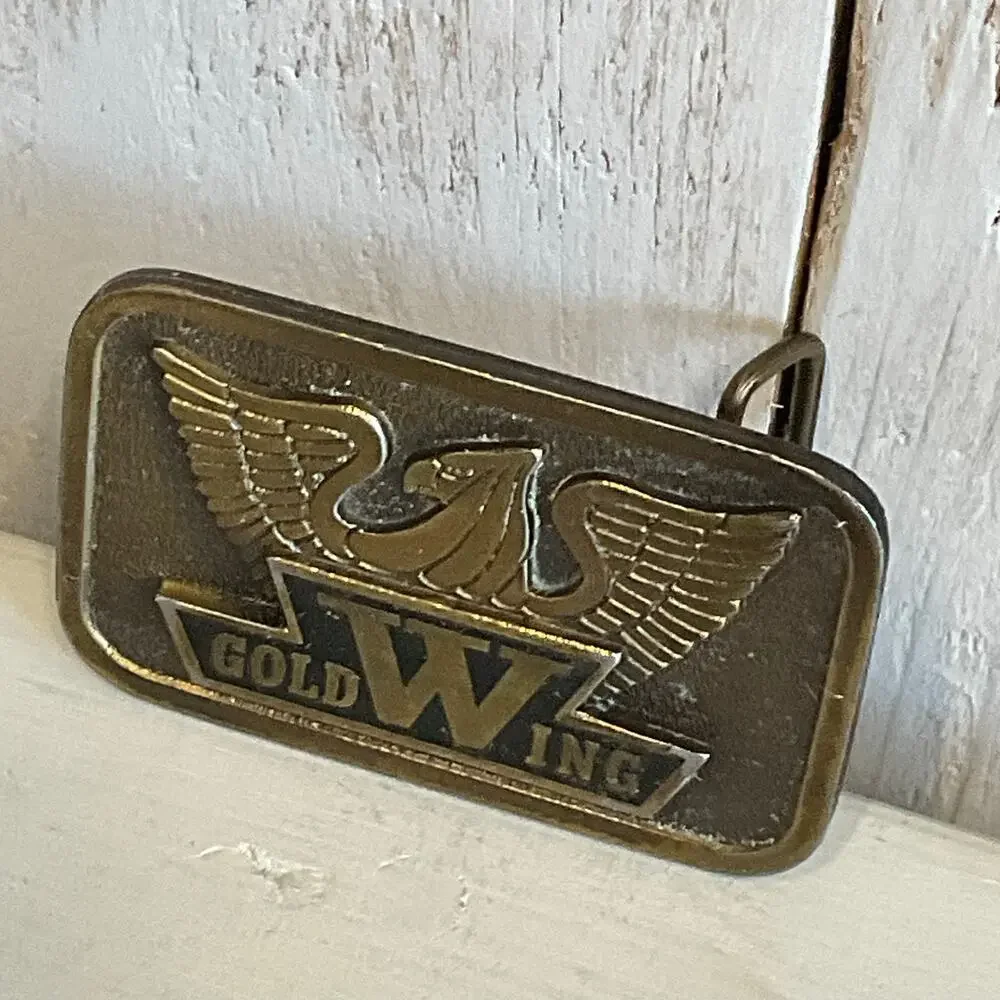 Vintage Hit‎ Line USA Gold Wing Belt Buckle Honda Motorcycle Biker Retro